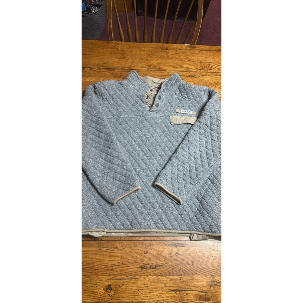 Magellan 1/4 Snap Pullover Mens 2XL Gray Blue Campfire Quilted Classic Fit